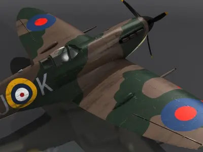 SPITFIRE MK VB 111st Squadron Low-poly 3D model