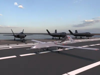 Bayraktar TB3 Unmanned Combat Aerial Vehicle  Low-poly 3D model