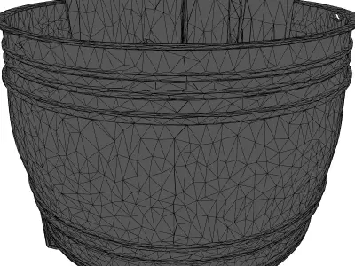 Rustic Wooden Barrel Fire Pit 3D model
