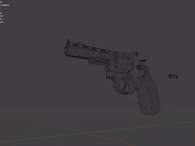 Revolver Low-Poly Game-ready Rigged Realistic Low-poly 3D model