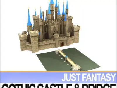 Gothic Castle and Gothic Bridge 3D model