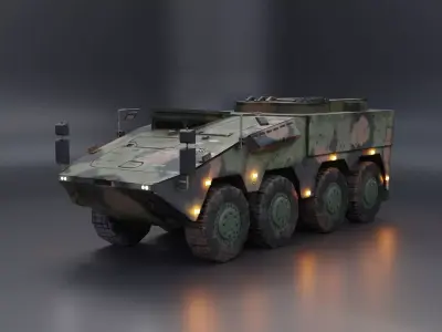 GTK Boxer German military truck 6x6 Low-poly 3D model