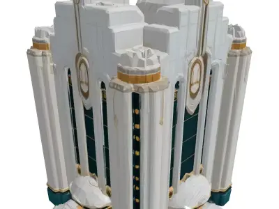 Art Deco Building 3D Model Low-poly 3D model