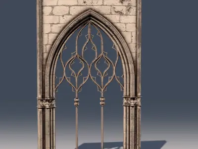 05 Medieval Textured windows pack 01 Low-poly 3D model