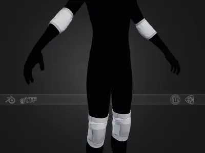 White Knee and Elbow Pads Low-poly 3D model