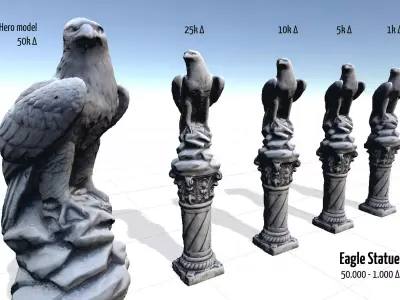 Eagle Statue Low-poly 3D model