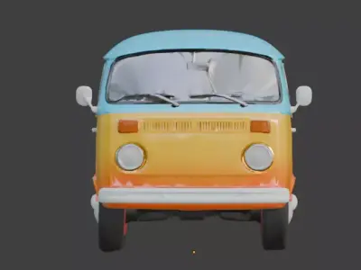 Stylized 3D Vintage Tropical Delivery Van Low-poly 3D model