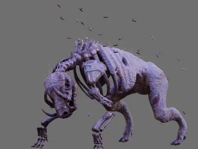 Undead Boar Skeleton Low-poly 3D model