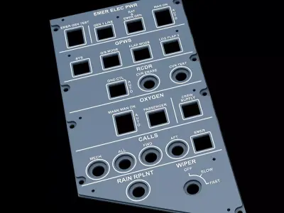 AIRBUS A320 OVERHEAD - EMER ELEC PANEL 3D print model