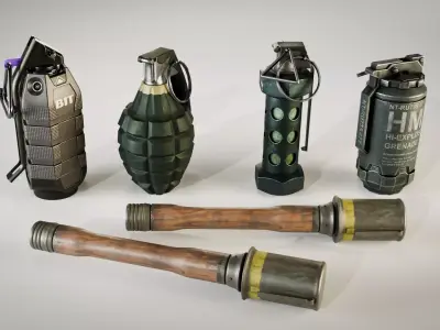Game-Ready Grenade Pack Low-poly 3D model