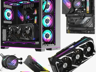 Full Detailed Computer Tower Case Collection 3D model
