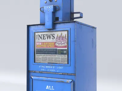 Newspaper Dispenser Blue HD 3D model