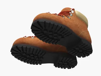 Hiking Leather Boots Brown 3D model