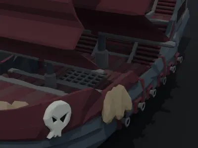 Cartoon pirate ship Polygonal Style Low-poly 3D model