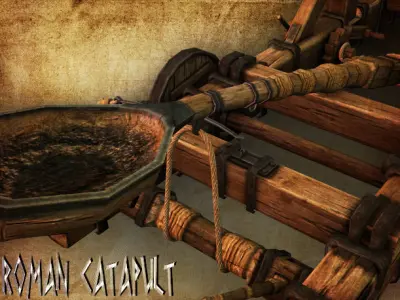 Roman Catapult Low-poly 3D model