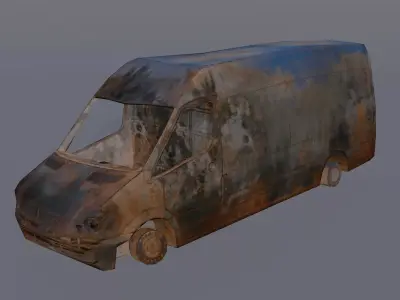 Van Burnt Free low-poly 3D model