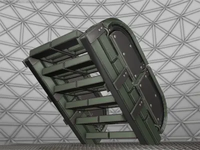 Sci-Fi Stairs - 30 - Green Version Low-poly 3D model