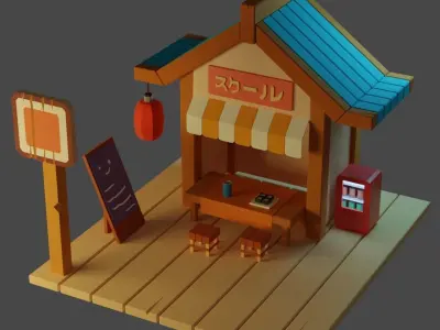 Sushi Shop Low-poly 3D model