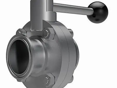 Manual Butterfly Valves - DIN Tri-clamp Connections - 3D model