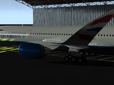 British-Airways british airways plane in airport hangar Low-poly 3D model