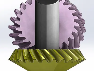 Simple spiral bevel gear set-2 gears-t24m1deg60 Free 3D print model