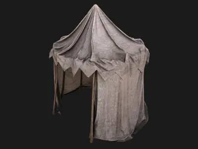 Cylindrical White Tent Market Stall Low-poly 3D model