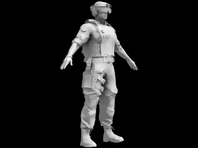 African American Military Mercenary Soldier  3D model