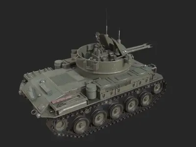 Taiwan Army M42 40mm self-propelled anti-aircraft gun Low-poly 3D model