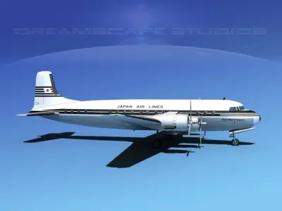 Douglas DC-7B Japan Air Lines 3D model
