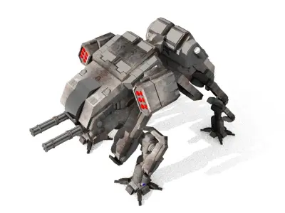 military robot guard unit lowpoly 3D model