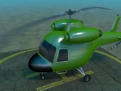 Rigged low poly cartoon helicopter Low-poly 3D model