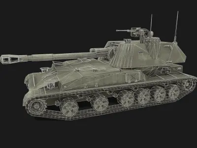 Tank 2s3 Akatsiya Low-poly 3D model