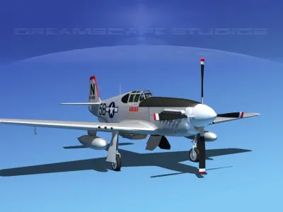 North American P-51B Mustang V08 3D model