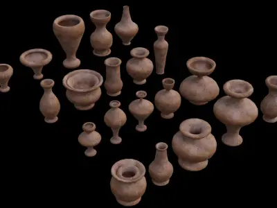 Clay Pots Pack Low-poly 3D model purchase