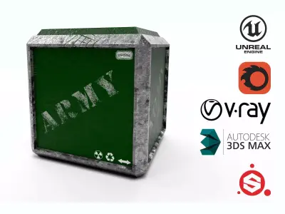 Army Crate PBR low-poly Game Prop Low-poly 3D model Low-poly 3D model