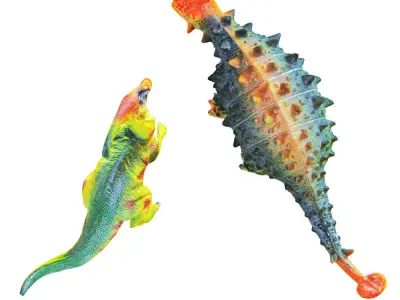 Two Toys Dinosaurs Parasaurolophus and Euplocephalus 3D model