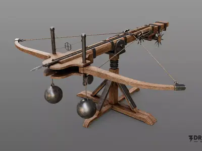 Medieval Ballista - Realistic Siege Weapon Low-poly 3D model