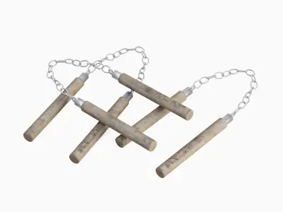 Wooden Nunchaku Set 3D model