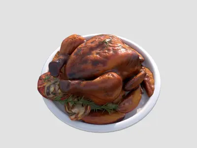 Grilled  Roasted Whole Chicken Low-poly 3D model