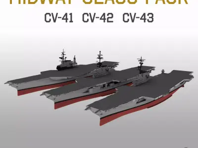  MIDWAY CLASS AIRCRAFT CARRIERS PACK CV41 CV42 CV43 3D Model Collection