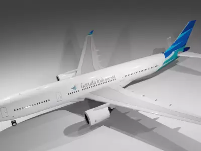 Garuda Indonesia airbus a330-900neo model  with cockpit Low-poly 3D model