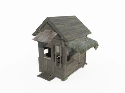 Old style building security booth 3D model