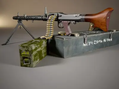 German MG-34 machine gun set 3D model