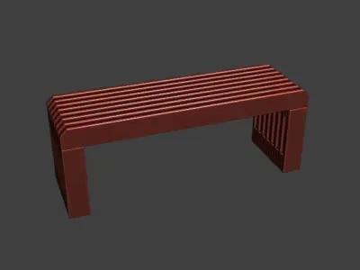 Wooden Bench 3D model 10