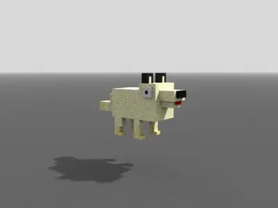 Voxel Arctic Fox Low-poly 3D model