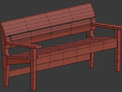 Bench04 teak garden bench Low-poly 3D model