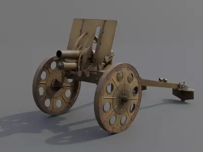 Type 92 Battalion Gun Light Howitzer Low-poly 3D model