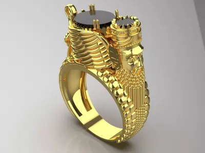 Man ring Achaemenid design with black gem model mr0197 3D print model