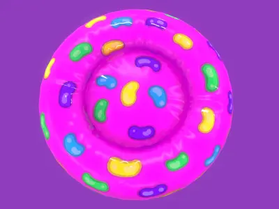 Stylized Crimson Donut Pet Bed-Cartoon 3 D model-Dogs and Cats Free low-poly 3D model
