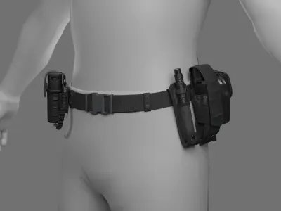 Police Belt Gear Set Low-poly 3D model